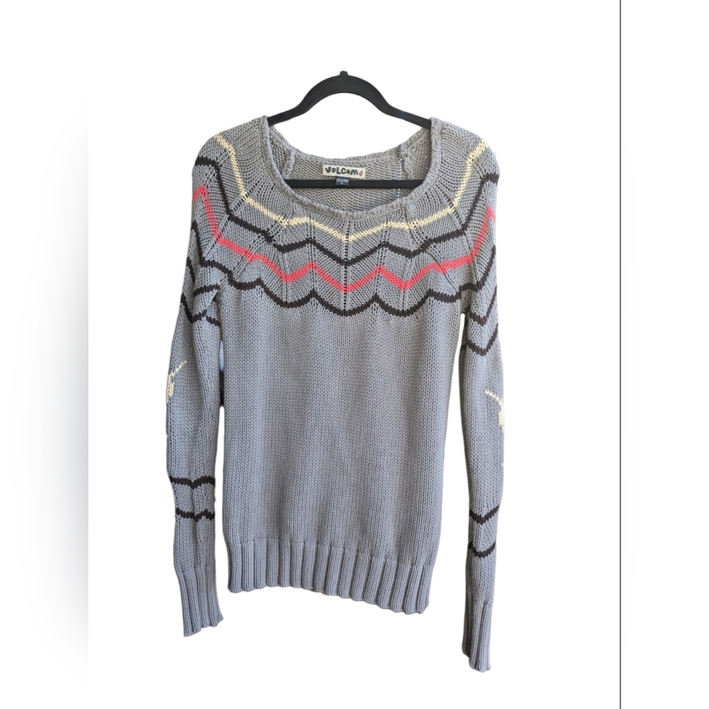 Volcom Brand Knit Sweater with Button Sleeves Super Soft Cotton Women's Size Med